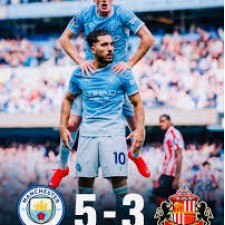 Manchester City a battu Sunderland AFC 5-3 pour prendre la tête du classement